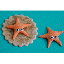 Fondant Shells Starfish Sand dollars Fondant Wedding cake Cupcake topper - perfect for beach , summer party