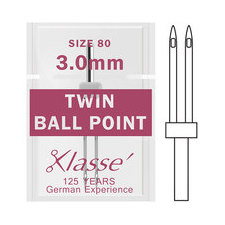 Klasse Twin Ball Point 80 - 3.0mm Sewing Needles