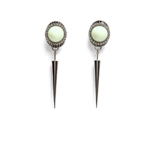 White Cabachon Spike Drop Earrings by Anton Heunis