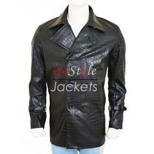 Stylish Alligator Design Leather Jacket