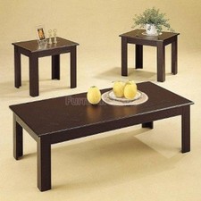 3pc Black Oak Veneer Parquet Coffee Table 2 Side Tables Set P.Number: 5169