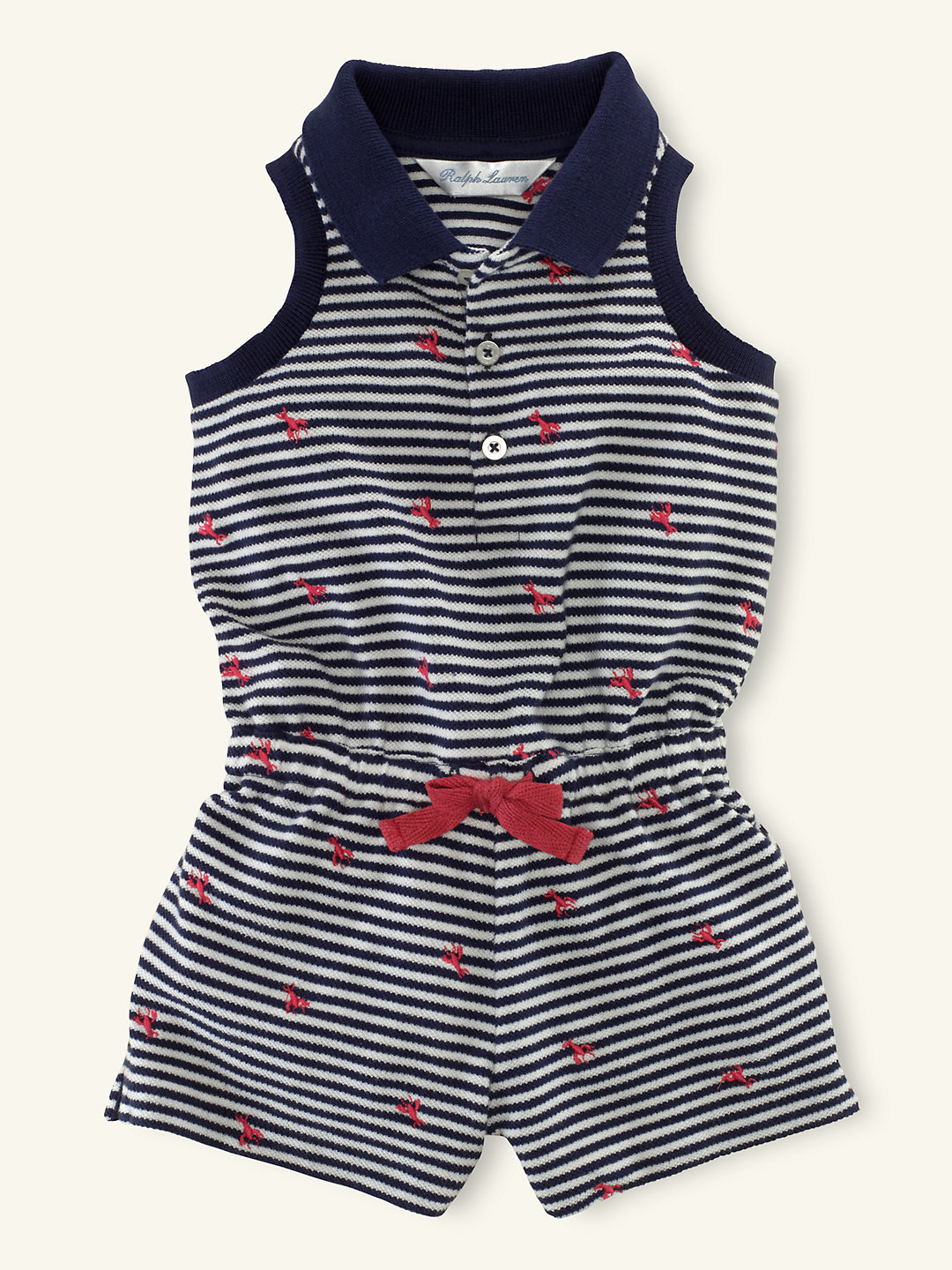 Striped Schiffli Mesh Rompe...