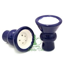 Aladin Half Glazed Shisha Digg Bowl Blue | Hookah Tobacco Shisha Den UK | Shisha Den