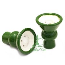 Aladin Half Glazed Shisha Digg Bowl Green | Hookah Tobacco Shisha Den UK | Shisha Den