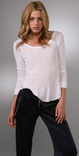 Enza Costa Rib Baseball Top...