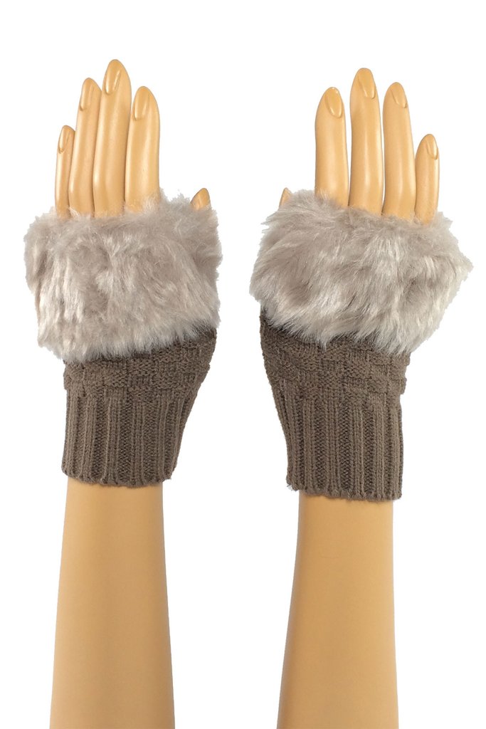 Brown Wrist Length Faux Fur...