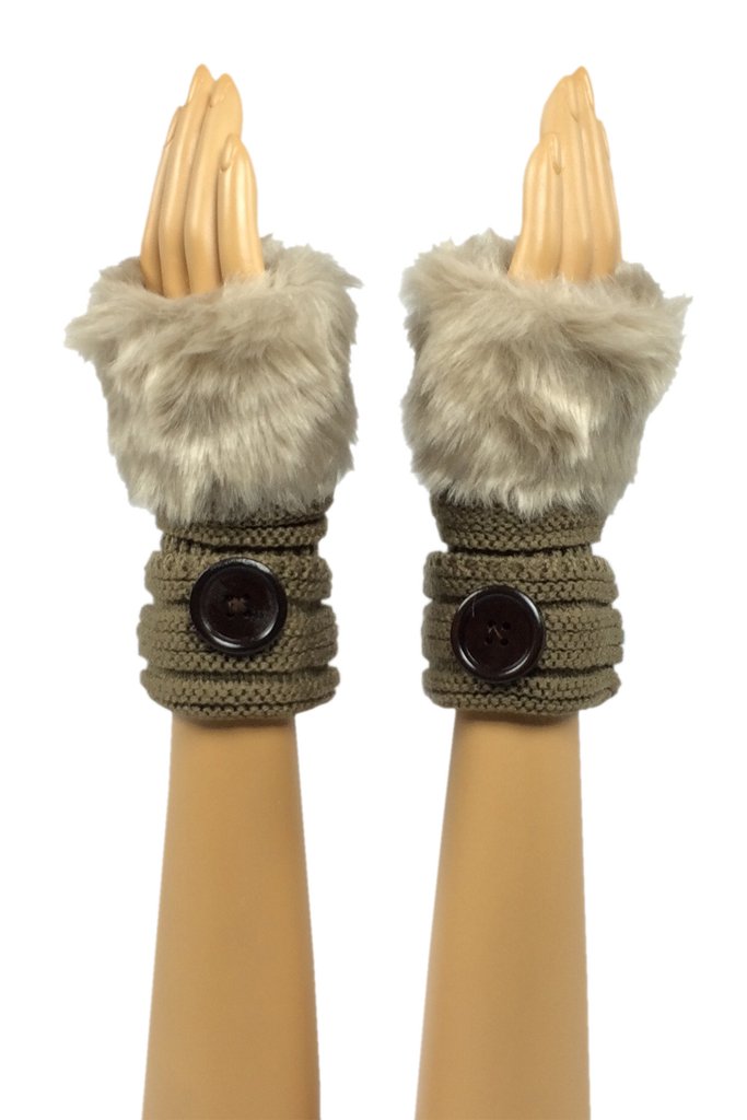 Camel Wrist Length Faux Fur...