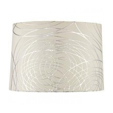 White with Silver Circles Drum Shade 15x16x11 (Spider)
