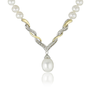 S&G Sterling Silver and 14k Yellow Gold Freshwater Cultured Pearl and Diamond Drop Necklace (0.09cttw, I-J Color, I3 Clarity), 18": Jewelry: Amazon.com