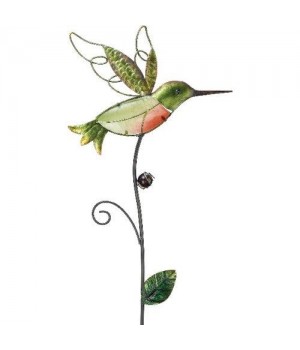Hummingbird Glass Garden Stake