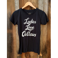 Bandit Brand - Ladies Love Outlaws Tee in Black/White Ink $39 - Show Pony Boutique