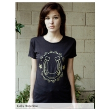 Bandit Brand - Lucky Horseshoe Tee in Black/Crème Ink $39 - Show Pony Boutique