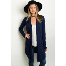 Navy Women's Cardigan | Bailey Boutique | Ribbed Up Cardigan