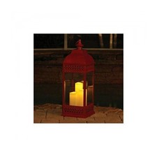San Nicola Triple Led Candle Lantern, Red - 28.25 Tall