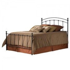 Fashion Bed Group B41444 Sanford Complete Bed with Metal Duo Panels and Round Finial Posts, Matte Black Finish, Full