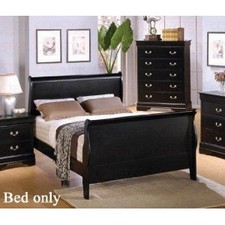 Coaster Full Size Sleigh Bed Louis Philippe Style in Black Finish