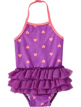 Heart-Print Tutu Swimsuits ...