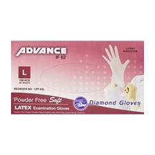 Diamond Gloves Advance Powder-Free Soft Latex Examination Gloves, 5.9 Mil, Large, 100 Count