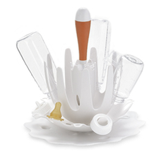 SKIP*HOP® Splash White Bottle Drying Rack with Tangerine Brush