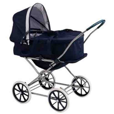 Badger Basket English Style 3-in-1 Doll Pram Carrier And Stroller - Navy/White