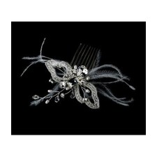 WHITE Crystal & Feather Pearl Butterfly Wing Bridal Hair Comb