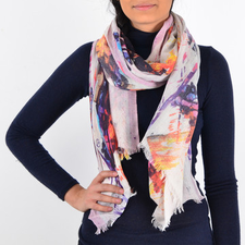 Abstract Rectangle Scarf White