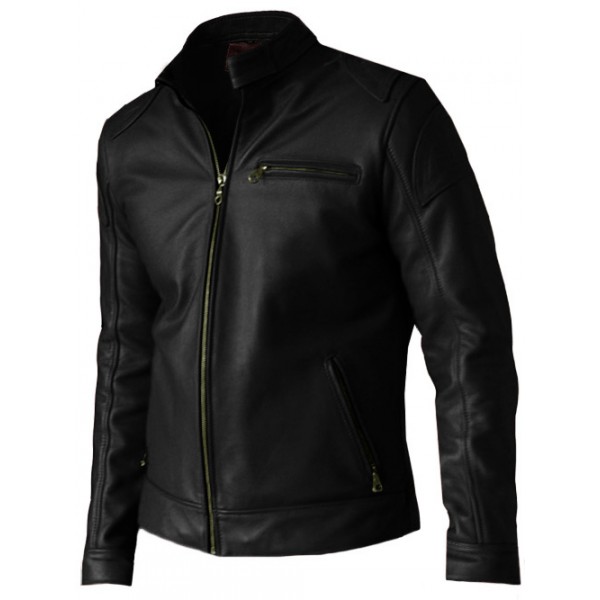 Lightweight Black Leather J...