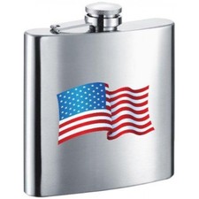 Visol American Flag Stainless Steel 6oz Hip Flask