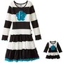 Dollie-Me-Big-Girls-Knit-Stripe-Dress-with-Sequin-Flower-Applique-BlackWhite-7-0