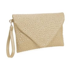 BMC-Fashion-Forward-Dinosaur-Eggshell-Faux-Leather-Envelope-Style-Studded-Square-Circle-Fashion-Clutch-0