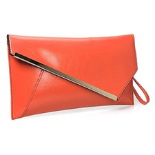 BMC-Fashionably-Chic-Bright-Orange-Faux-Leather-Gold-Metal-Accent-Envelope-Style-Statement-Clutch-0