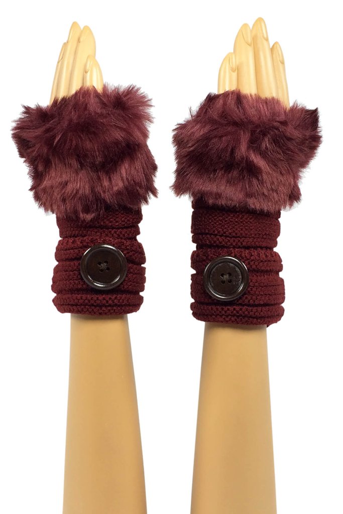 Burgundy Wrist Length Faux ...