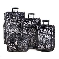  Black And White Leopard Print Luggage