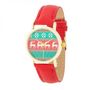 Gold Holiday Watch With Red Leather Strap