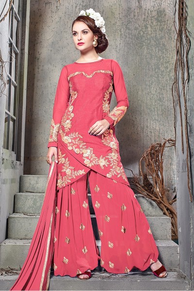 THANKAR PINK & BEIGE EMBROI...