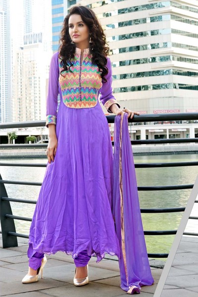 THANKAR VIOLET EMBROIDERED ...