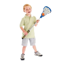 boy with lacrosse stick and ball