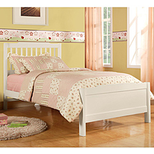 Simone White Twin-size Slatted Headboard Bed