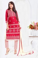 THANKAR Red & Cream Embroid...