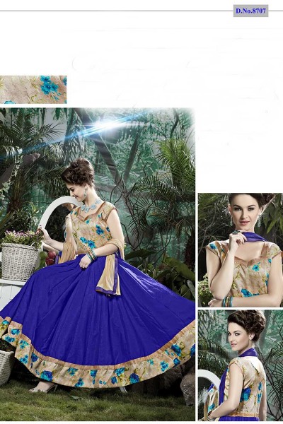 THANKAR BLUE & BEIGE EMBROI...
