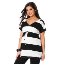 Bump Start Short Sleeve V-neck Tie Detail Maternity Tunic