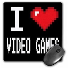 3dRose 8 X 8 X 0.25 Geeky Old School Pixelated Pixels 8Bit I Heart I Love Video Games Mouse Pad (mp_119153_1)