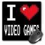 3dRose 8 X 8 X 0.25 Geeky Old School Pixelated Pixels 8Bit I Heart I Love Video Games Mouse Pad (mp_119153_1)