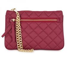 Alexis Red Quilted Faux Leather Clutch With Gold Chain Wristlet