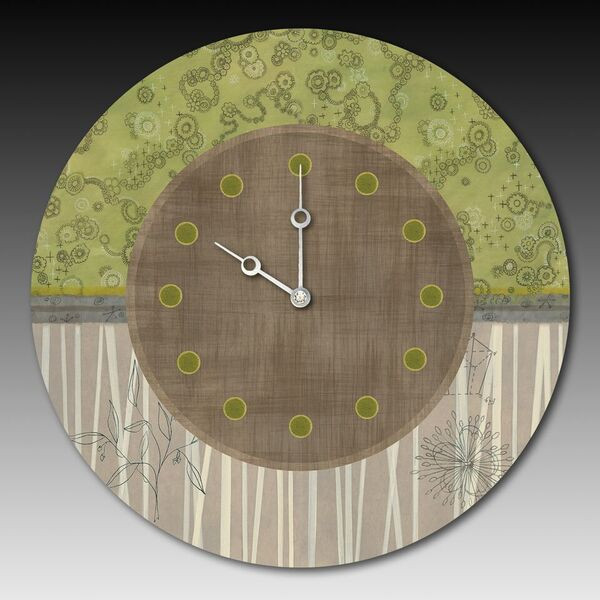 Round Wall Clock in Green T...