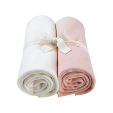 giggle Better Basics Pink/Ivory Swaddle Blankets - Set of 2 (Organic Cotton)