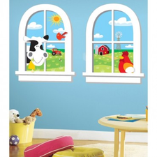 RoomMates Peel & Stick Décor Down on the Farm Windows Giant Wall Decals