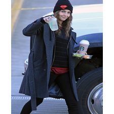 *EXCLUSIVE* Willa Holland stays warm going to Starbucks for a cold drink [NO Canada]