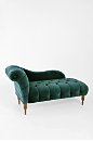 Edie Velvet Chaise - Dark G...