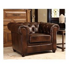 ABBYSON LIVING Tuscan Premium Living Room Upholstered Comfortable High Grade Leather Armchair